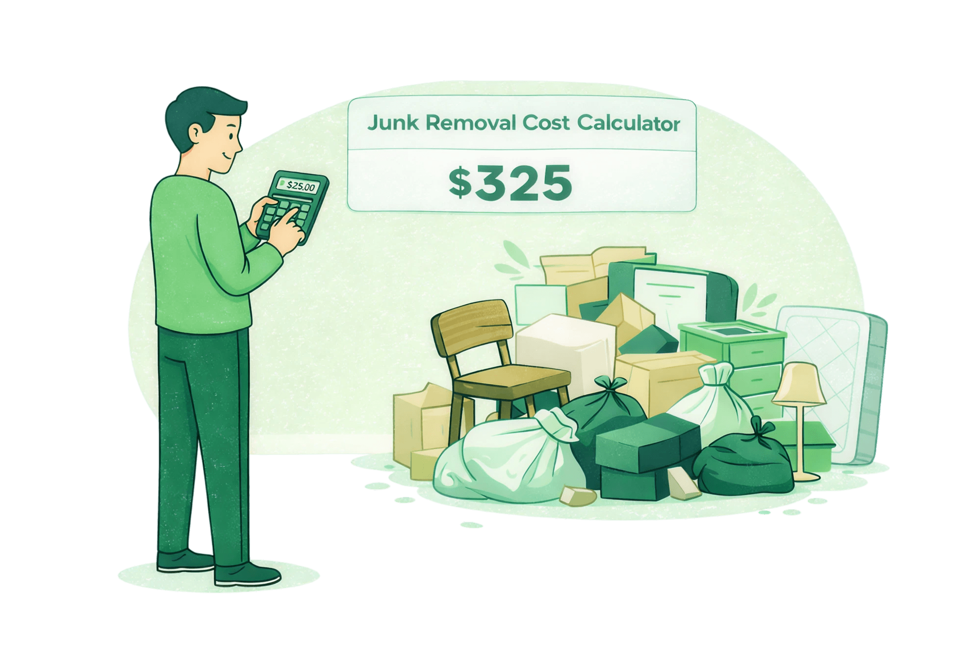Junk removal cost calculator illustration